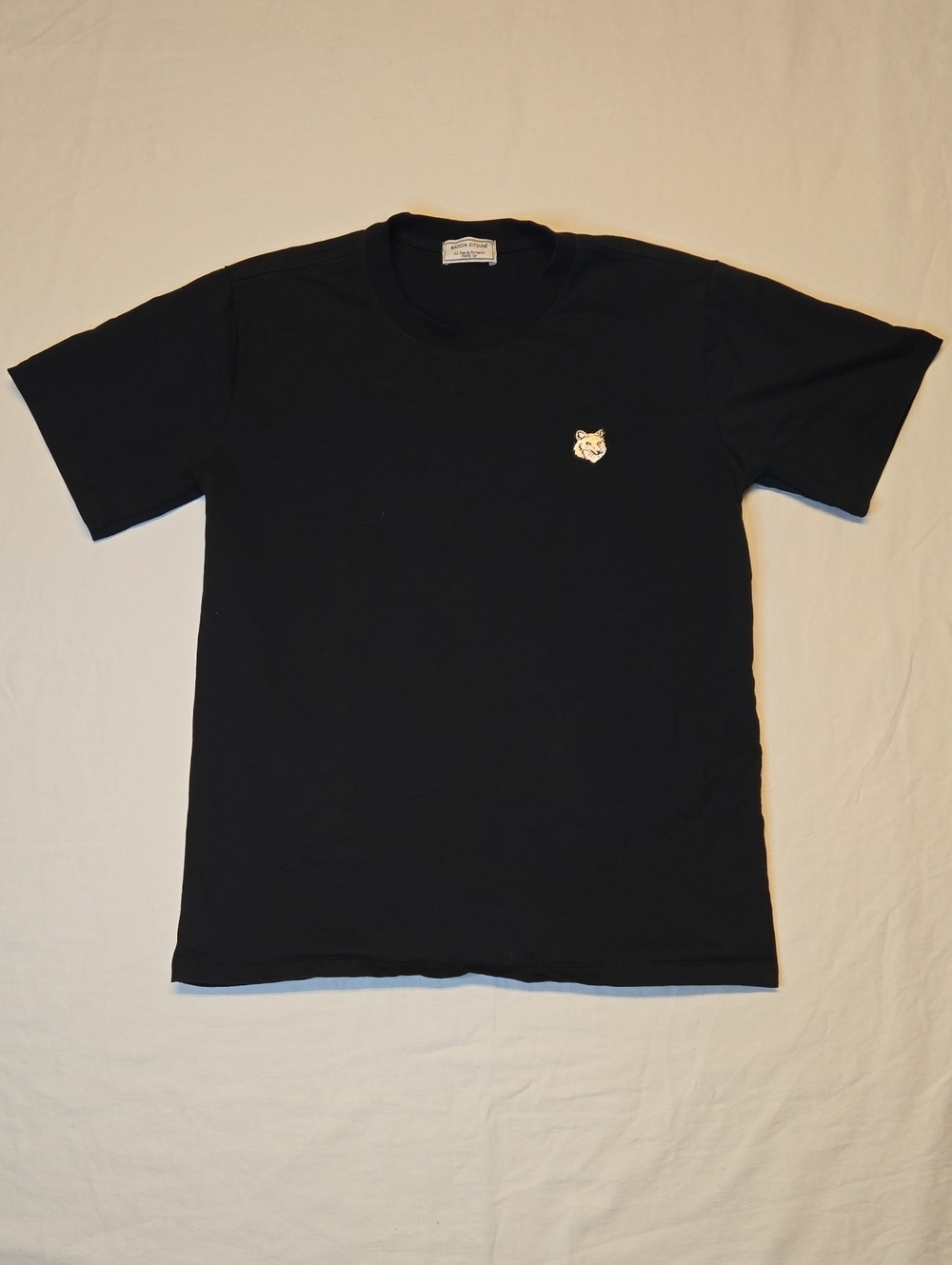Maison Kitsune Paris Black Short-Sleeve Embroidered Fox Logo Crewneck T-Shirt